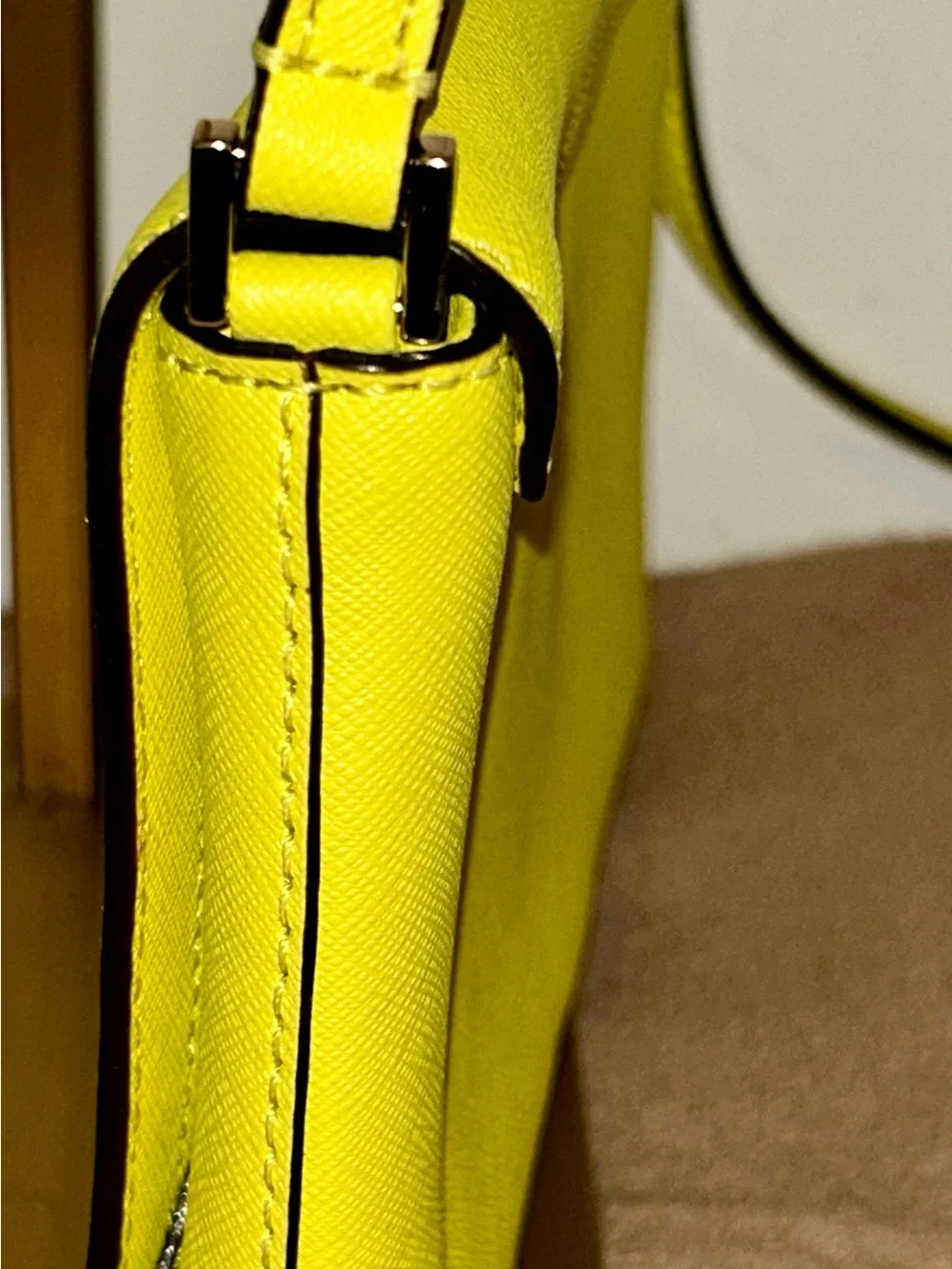Kate Spade New York Highlighter Yellow Leather Turnlock Crossbody Bag